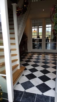 Zwart / Wit Marmer 30x30x1 cm